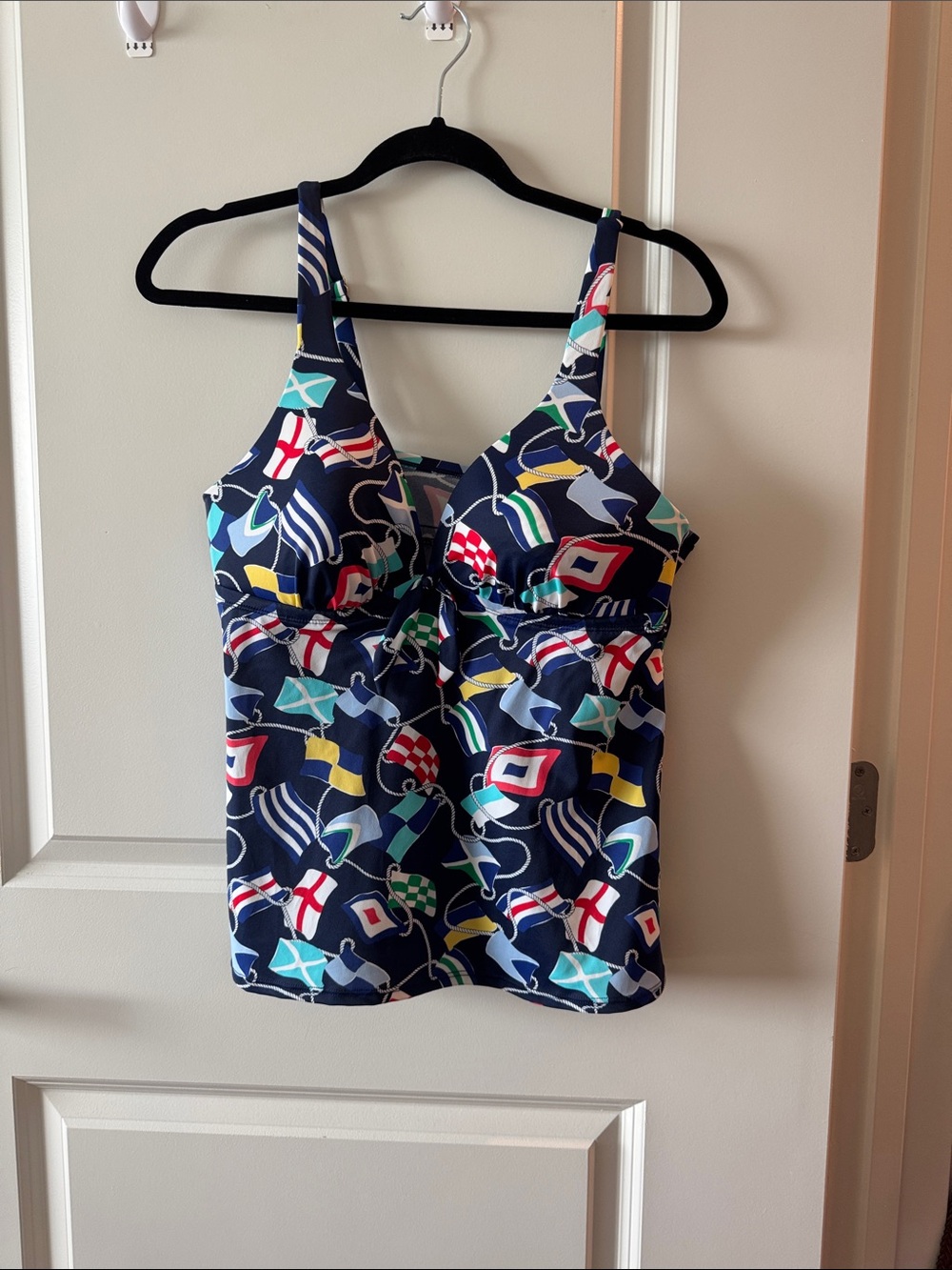 crown & ivy Navy Multicolor Nautical Print Tankini Top